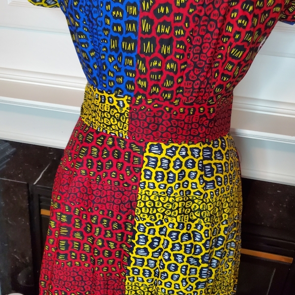 GORGEOUS AFRICAN PRINT COTTON MAXI SHIRTDRESS - Picture 9 of 9